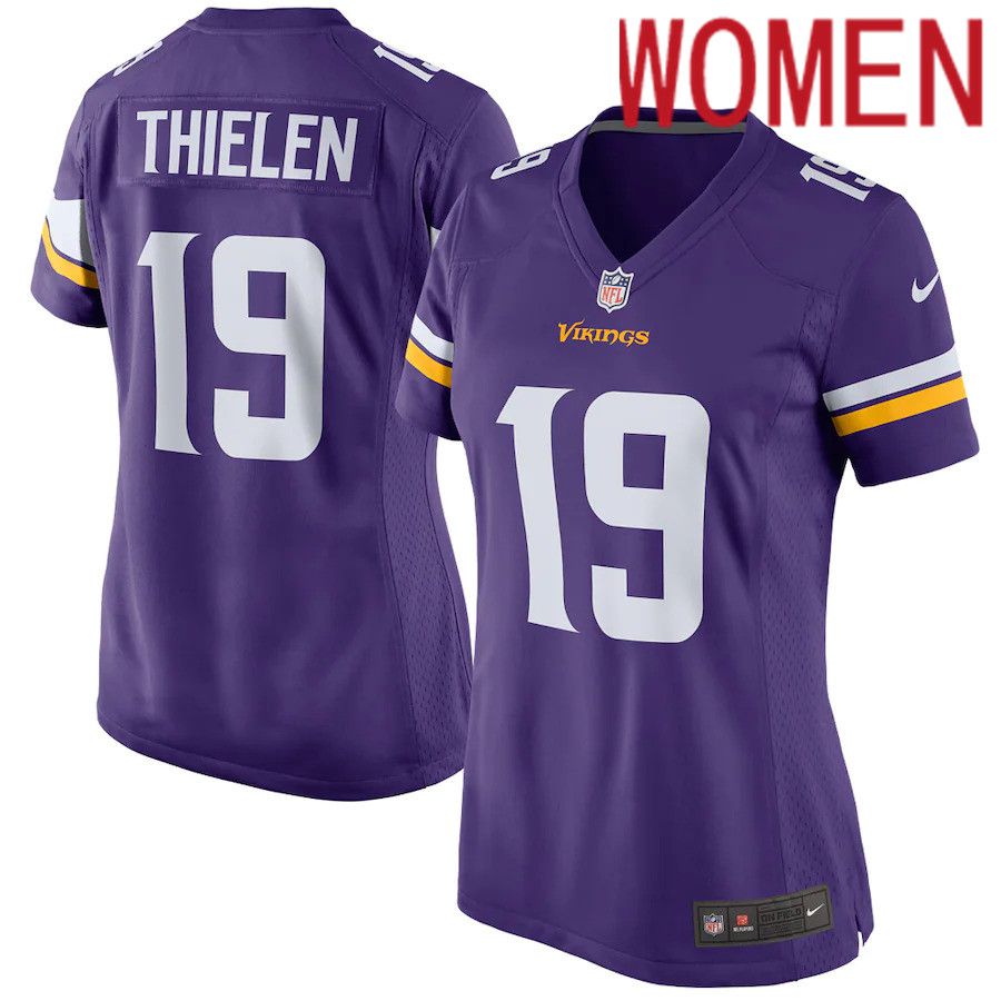 Women Minnesota Vikings 19 Adam Thielen Nike Purple Game Player NFL Jersey